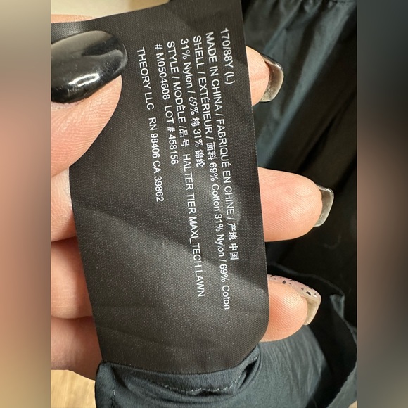 💋 THEORY | Halter Tiered Maxi Lightweight Cotton Blend Dress Minimalist Large - Picture 15 of 16